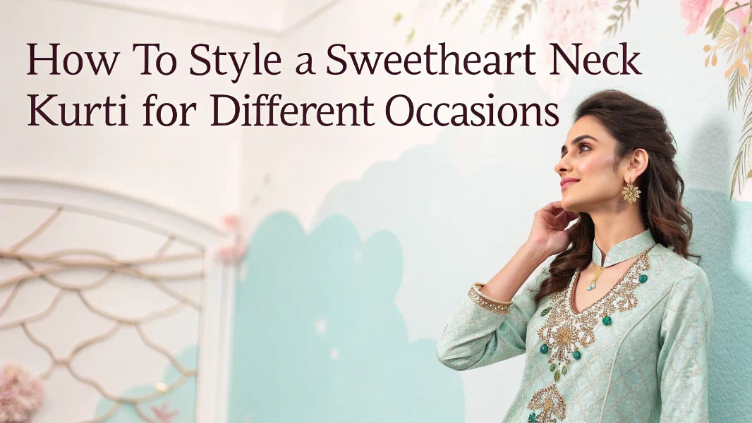 Sweetheart Neck Embroidered Kurta-Bust 30