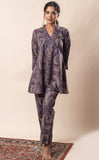 Purple Printed Pure Cotton Flared Co-ord Set