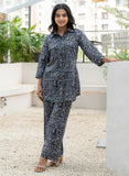 Black Abstract Printed with Flap Pockets Pure Cotton Shirt GulaboSitabo