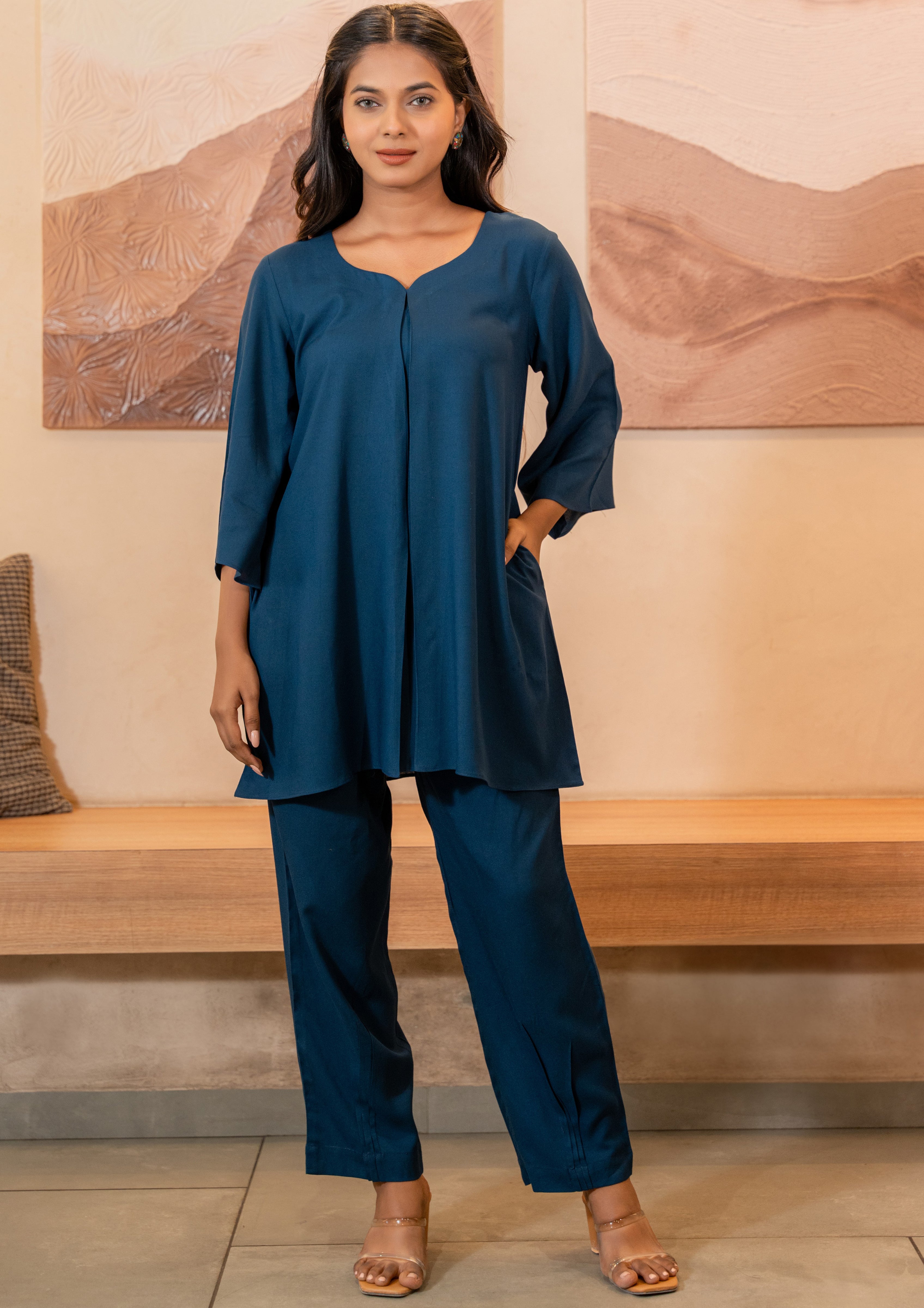 Sapphire Box Pleated flared Co-Ord Set GulaboSitabo