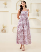 Light Pink Sleeveless Pure Cotton Printed Sweet Heart Dress GulaboSitabo