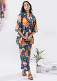 Bold Floral Half-Buttoned Pure Cotton Printed Co-ord Set