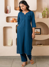 Sapphire Notched Neck with Regular Sleeve Kurta Set