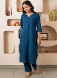 Sapphire Notched Neck with Regular Sleeve Kurta