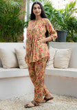 Pleats and Prints- Yellow Pure Cotton Buttoned down Co-ord Set GulaboSitabo