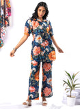 Bold Floral Buttoned Down Pure Cotton Printed Co-ord Set GulaboSitabo