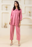 Pink Pleated Flared Solid Co-ord Set GulaboSitabo