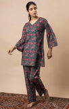 Green Block Printed Floral Pure Cotton Angrakha Co-ord Set GulaboSitabo