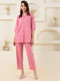 Pink Shawl Collar Solid Co-ord Set GulaboSitabo