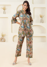 Olive Printed Pure Cotton Co-ord Set