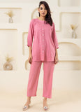 Pink Pleated Solid Co-ord Set