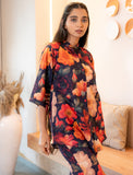 Half Buttoned Bold Floral Flared Printed Pure Cotton Co-ord Set GulaboSitabo