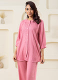 Pink Pleated Solid Co-ord Set