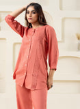 Peach Pleated Solid Co-ord Set GulaboSitabo