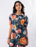 Bold Floral Buttoned Down Pure Cotton Printed Co-ord Set GulaboSitabo