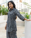 Black Abstract Printed Pure Cotton Co-ord Set with Printed Baggy Bottoms GulaboSitabo