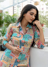 White Printed Pure Cotton Co-ord Set GulaboSitabo