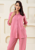 Pink Shawl Collar Solid Co-ord Set GulaboSitabo