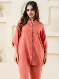 Peach Shawl Collar Solid Co-ord Set GulaboSitabo