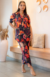 Buttoned-down Bold Floral Printed Pure Cotton Co-ord Set