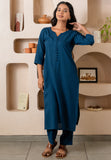Sapphire Notched Neck with Regular Sleeve Kurta GulaboSitabo