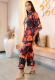 Half Buttoned Bold Floral Flared Printed Pure Cotton Co-ord Set
