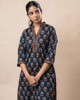 Ajrakh Block Printed Pure Cotton Straight Kurta Set GulaboSitabo