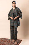 Green Ajrakh Block Printed Pure Cotton Flared Co-ord Set