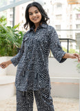 Black Abstract Printed with Flap Pockets Pure Cotton Shirt GulaboSitabo