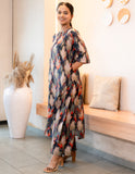 Notched Neck Printed Pure Cotton Straight Kurta Set GulaboSitabo