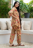 Pleats and Prints- Yellow Pure Cotton Buttoned down Co-ord Set GulaboSitabo