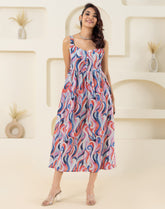 White Sleeveless Pure Cotton Printed Sweet Heart Dress GulaboSitabo