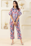 Abstract Wave Printed Pure Cotton Off White Co-ord Set GulaboSitabo