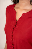 Maroon Notched Neck with Button Loops Straight Kurta Set GulaboSitabo