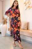 Notched Neck Floral Printed Pure Cotton Straight Kurta Set GulaboSitabo