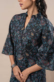 Black Floral Jaal Printed Pure Cotton Straight Kurta Set GulaboSitabo