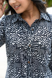 Black Abstract Printed with Flap Pockets Pure Cotton Shirt GulaboSitabo