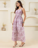 Light Pink Sleeveless Pure Cotton Printed Sweet Heart Dress GulaboSitabo