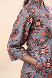 Grey Paisley Printed Pure Cotton Straight Kurta GulaboSitabo