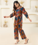 Abstract Printed Pure Cotton Co-ord Set With Puffed Sleeves GulaboSitabo