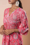 Pink Printed Pure Cotton A-Line Flared Kurta Set GulaboSitabo