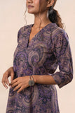 Purple Printed Pure Cotton A Line Flared Dress with Pants GulaboSitabo