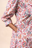 White Front Slit Flared Pure Cotton Printed Kurta Set GulaboSitabo