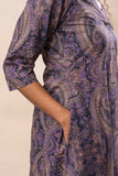 Purple Printed Pure Cotton A Line Flared Dress