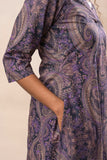 Purple Printed Pure Cotton A Line Flared Dress GulaboSitabo