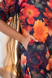 Notched Neck Floral Printed Pure Cotton Straight Kurta Set GulaboSitabo