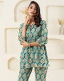 Mint Floral Grid Printed Pure Cotton Co-ord Set