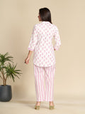 White Printed Pure Cotton Shirt Co-ord Set GulaboSitabo