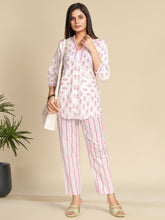 White Printed Pure Cotton Shirt Co-ord Set GulaboSitabo