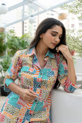 White Printed Pure Cotton Shirt GulaboSitabo